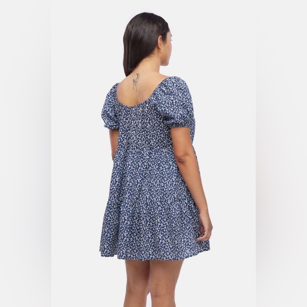LACAUSA x Anthropologie Playa Boho Flowy Mini Dress in Blue Magic Mushroom - Picture 5 of 10